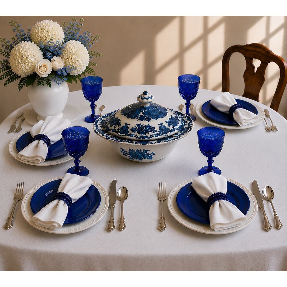 Vintage Enoch Wedgwood Royal Homes Britain Covered Vegetable Bowl Blue White - Picture 2 of 15
